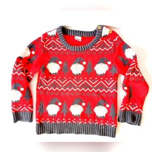 Festive Red & Gray Christmas Gnome Fairisle "Ugly" Sweater size‎ 5T Holiday Time